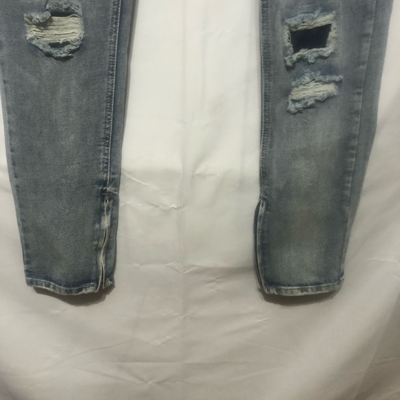 Young & Reckless Los Angeles Denim Jeans Mens 34 Patchwork Light Wash Distressed - Picture 8 of 11